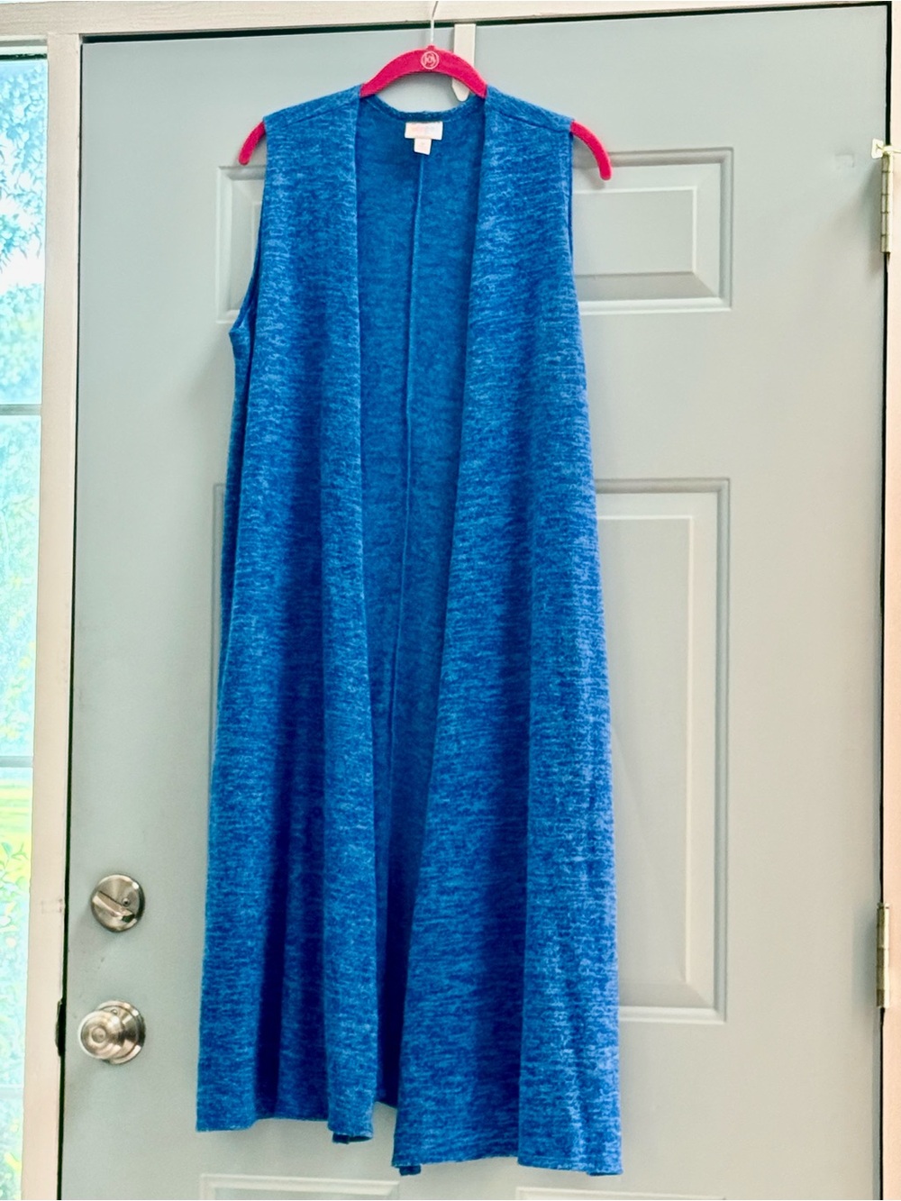 LULAROE Blue Marled Maxi Knit Duster/Vest size medium